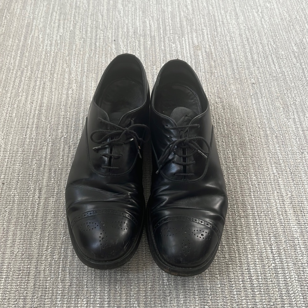 Black leather men's Prada dress shoe